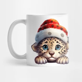 Christmas Peeking Baby Leopard Mug